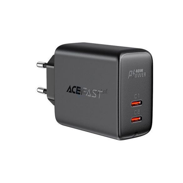 Încărcător Acefast 2x USB tip C 40W, PPS, PD, QC 3.0, AFC, FCP negru (A9 negru)