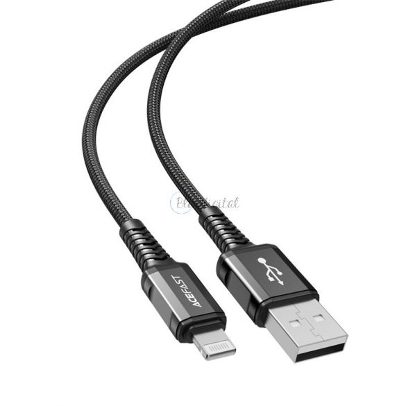 Cablu Acefast MFI USB - Lightning 1,2 m, 2,4 A negru (C1-02 negru)