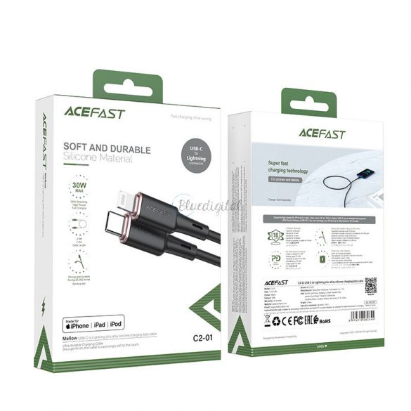 Cablu Acefast MFI USB tip C - Lightning 1,2 m, 30 W, 3 A negru (C2-01 negru)