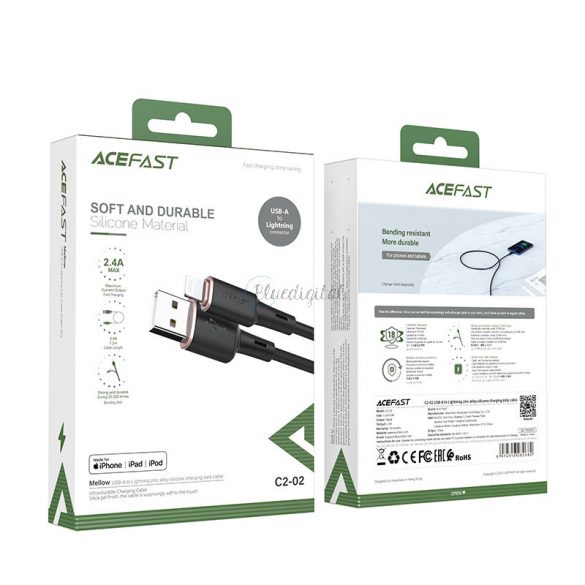 Cablu Acefast MFI USB - Lightning 1,2 m, 2,4 A negru (C2-02 negru)