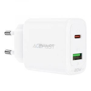 Încărcător de perete Acefast USB tip C / USB 20W, PPS, PD, QC 3.0, AFC, FCP alb (A25 alb)