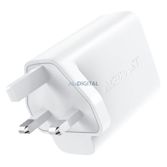 Încărcător Acefast GaN (priză UK) 2x USB tip C 50W, furnizare de energie, PPS, Q3 3.0, AFC, FCP negru (A32 UK)