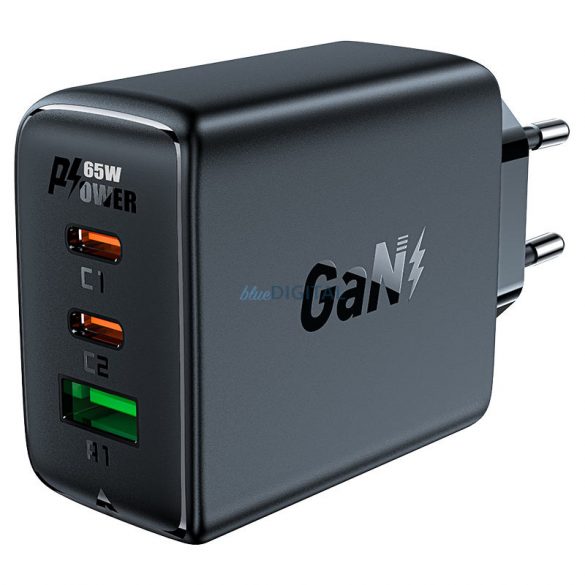 Încărcător rapid Acefast GaN (2xUSB-C / USB-A) PPS / PD / QC4+ 65W negru (A41)