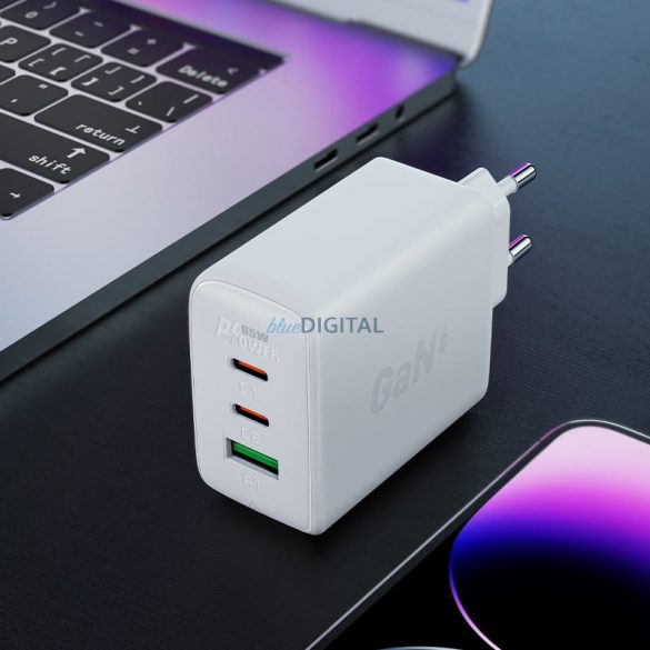 Încărcător rapid Acefast GaN (2xUSB-C / USB-A) PPS / PD / QC4+ 65W negru (A41)