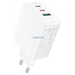 Încărcător rapid Acefast GaN (2x USB-C / USB-A) PPS / PD / QC4+ 65W alb (A41)