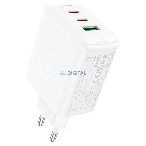 Încărcător rapid Acefast GaN (2x USB-C / USB-A) PPS / PD / QC4+ 65W alb (A41)