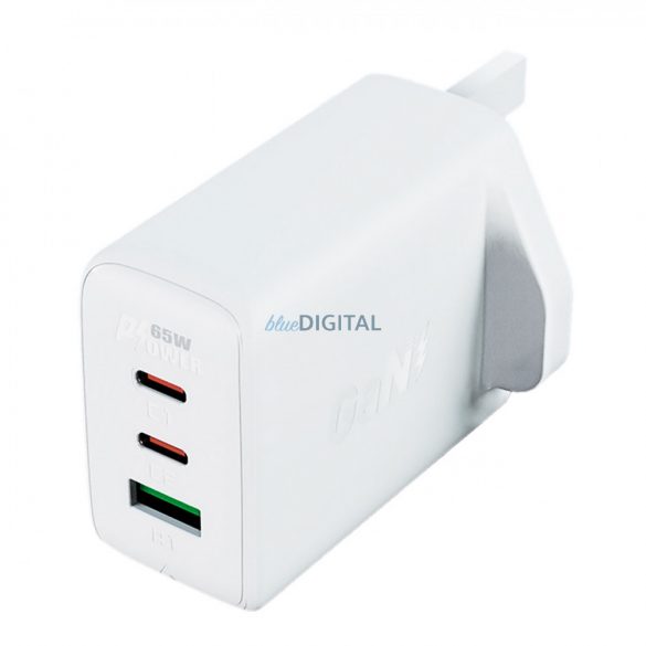 Încărcător Acefast GaN 65W 3 porturi (1xUSB, 2xUSB C PD) mufă UK albă (A44)