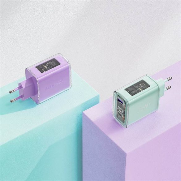 Acefast încărcător GaN 65W 3 porturi (1xUSB, 2xUSB C) violet (A45)