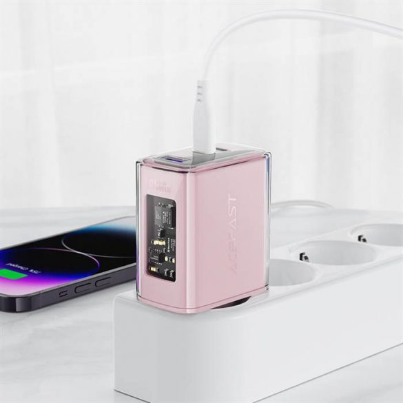 Acefast încărcător GaN 65W 3 porturi (1xUSB, 2xUSB C) violet (A45)