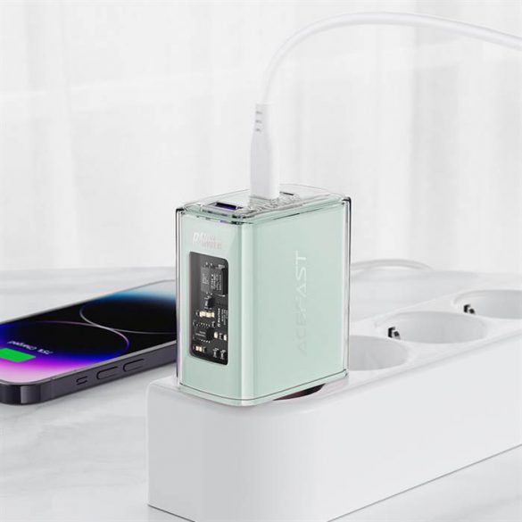 Acefast încărcător GaN 65W 3 porturi (1xUSB, 2xUSB C) violet (A45)