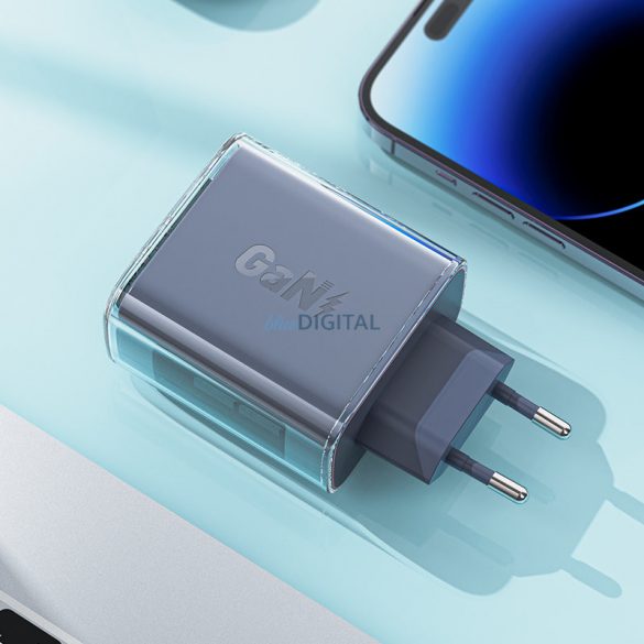 Acefast încărcător GaN 65W 3 porturi (1xUSB, 2xUSB C) roz (A45)