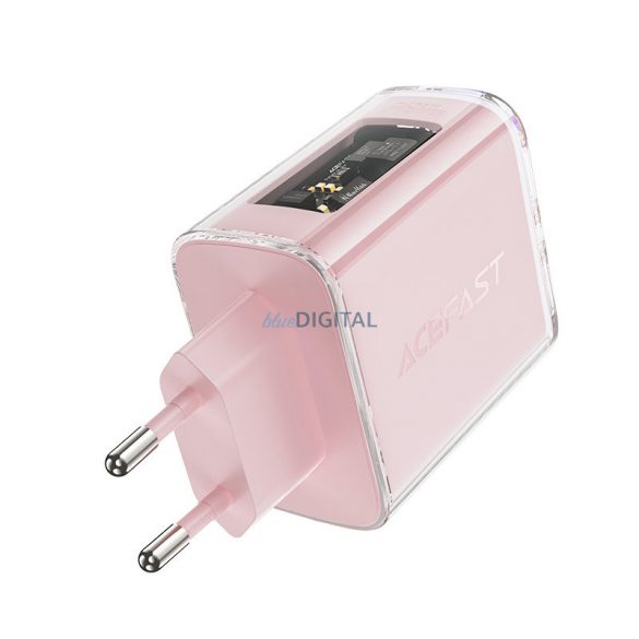 Acefast încărcător GaN 65W 3 porturi (1xUSB, 2xUSB C) roz (A45)