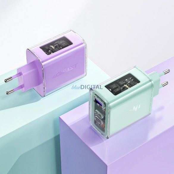 Acefast A45 încărcător de rețea cu 1xUSB-A și 2xUSB-C GaN 65W - verde