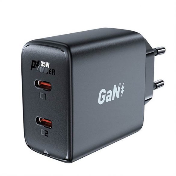 Incarcator rapid GaN 35W PD 2x USB C Acefast A49 - negru