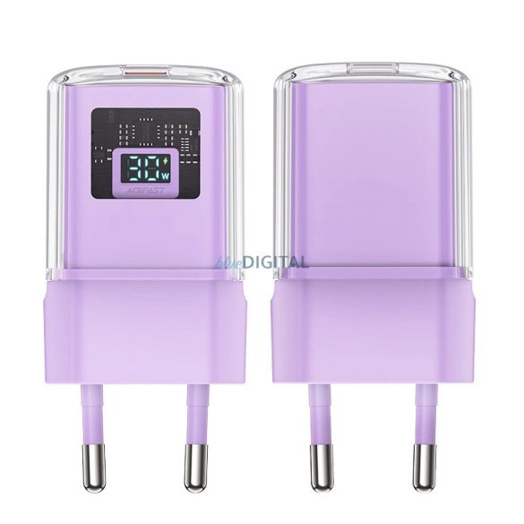 Incarcator Acefast A53 PD 30W GaN USB-C cu display - violet