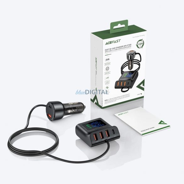 Încărcător auto Acefast B11 138W USB-A USB-C cu 6 porturi - negru