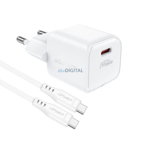 Incarcator de perete Acefast A73 Mini PD 20W GaN + cablu USB-C - alb