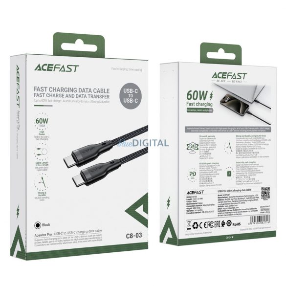 Cablu Acefast C8-03 USB-C / USB-C 60W 3A - negru