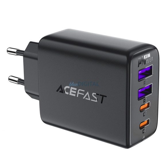 Încărcător Acefast A61 PD 45W GaN 2 x USB-C + 2 x USB-A cu 4 porturi - negru