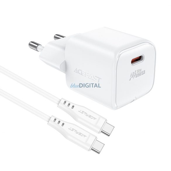 Incarcator de perete Acefast A77 Mini PD 30W GaN + cablu USB-C - alb