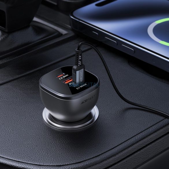 Încărcător auto Acefast B14 cu conexiuni 1xUSB-A și 2xUSB-C 165W - negru