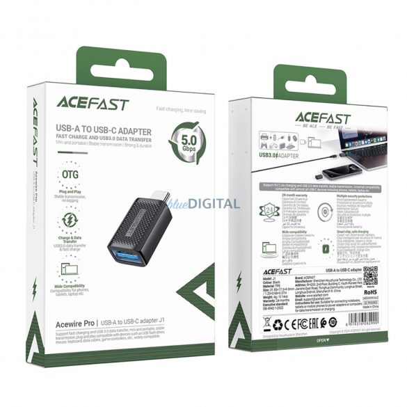 Adaptor Acefast J1 Type-C - USB-A 5Gb/s - negru