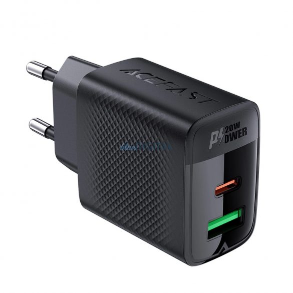 Acefast A78 încărcător de rețea cu 1xUSB-A și 1xUSB-C GaN PD 20W - negru