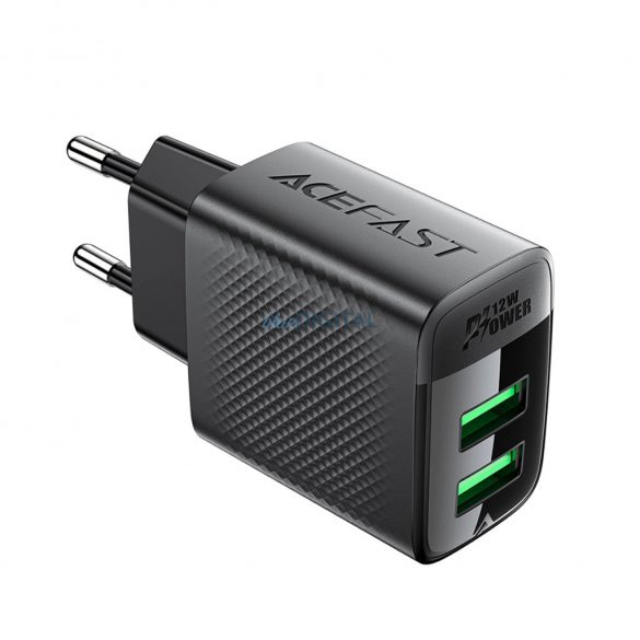 Încărcător de rețea Acefast A86 cu conexiune 2xUSB-A 12W - negru