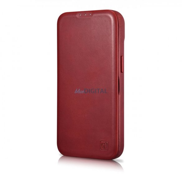 iCarer CE Oil Wax Premium piele Folio husă din piele pentru iPhone 14 Pro Flip Magnetic MagSafe Red (AKI14220706-RD)