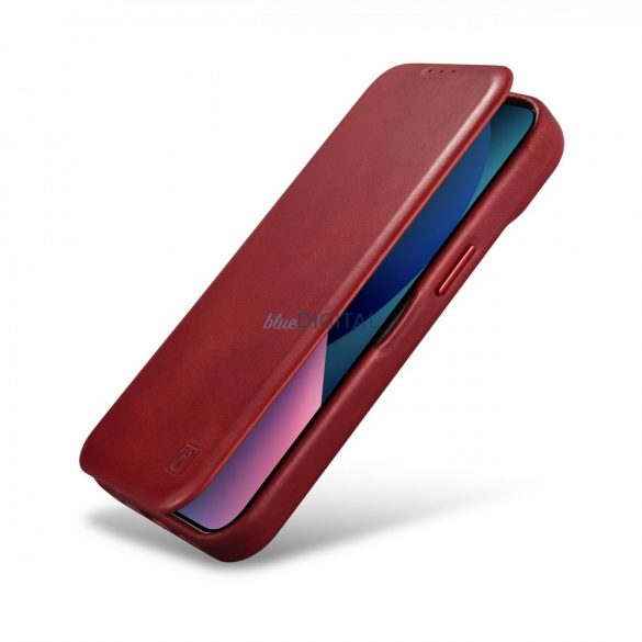 iCarer CE Oil Wax Premium piele Folio husă din piele pentru iPhone 14 Pro Flip Magnetic MagSafe Red (AKI14220706-RD)