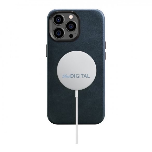 Husă din piele premium iCarer Oil Wax Husă din piele magnetică pentru iPhone 14 Pro Max cu MagSafe Albastru închis (WMI14220704-BU)