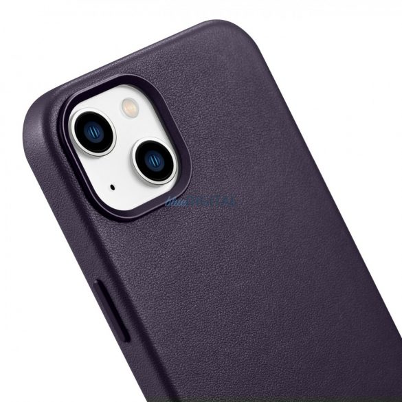 Husă iCarer din piele originală pentru iPhone 14 Violet închis (WMI14220705-DP) (compatibilă MagSafe)