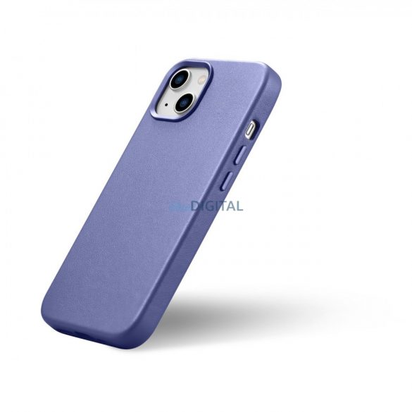 iCarer Husă din piele Husă din piele naturală pentru iPhone 14 violet deschis (WMI14220705-LP) (compatibilă MagSafe)