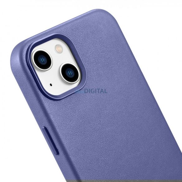 iCarer Husă din piele Husă din piele naturală pentru iPhone 14 violet deschis (WMI14220705-LP) (compatibilă MagSafe)