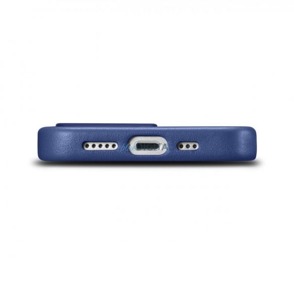 iCarer Husă din piele Husă din piele naturală pentru iPhone 14 Pro albastru (WMI14220706-BU) (compatibilă MagSafe)