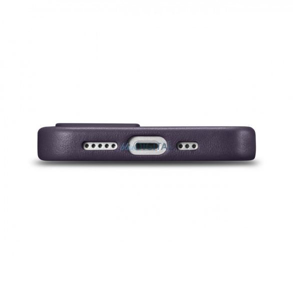 iCarer Case Husă din piele naturală pentru iPhone 14 Plus violet închis (compatibilă MagSafe)