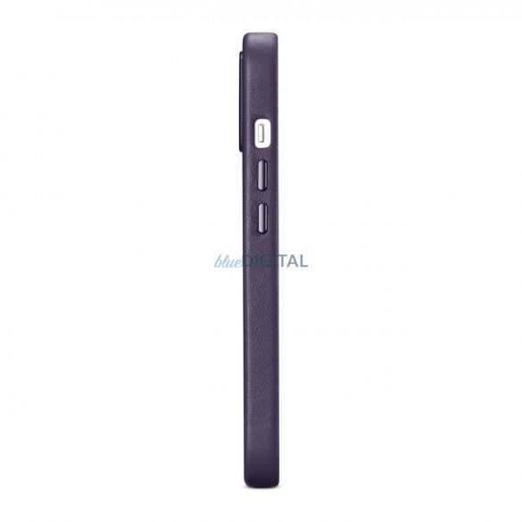 iCarer Case Husă din piele naturală pentru iPhone 14 Plus violet închis (compatibilă MagSafe)