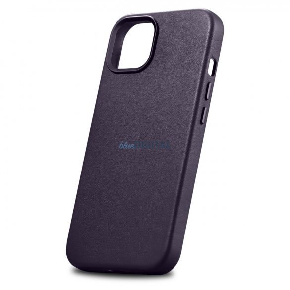 iCarer Case Husă din piele naturală pentru iPhone 14 Plus violet închis (compatibilă MagSafe)