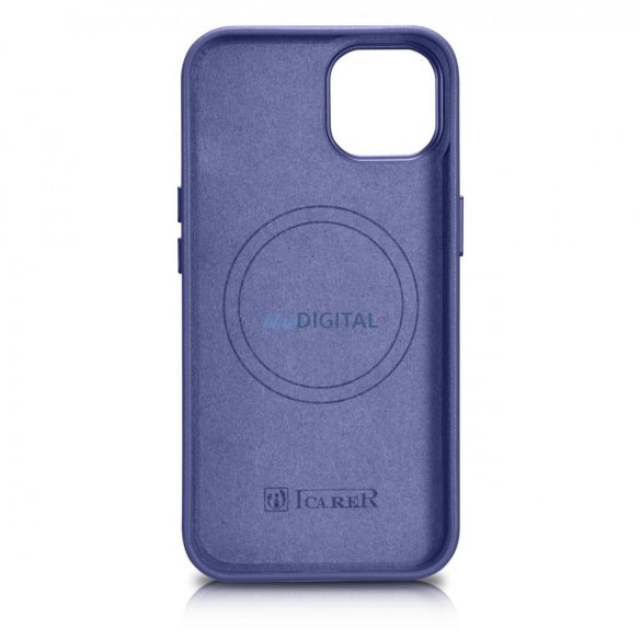 iCarer Case Husă din piele naturală pentru iPhone 14 Plus violet deschis (compatibilă MagSafe)