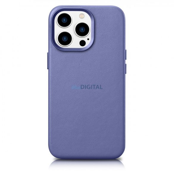 husă iCarer Husă din piele din piele naturală pentru iPhone 14 Pro Max violet deschis (WMI14220708-LP) (compatibilă MagSafe)