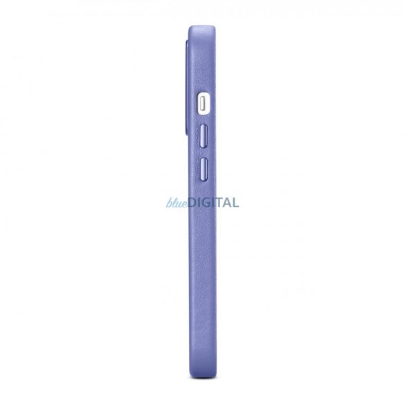 husă iCarer Husă din piele din piele naturală pentru iPhone 14 Pro Max violet deschis (WMI14220708-LP) (compatibilă MagSafe)