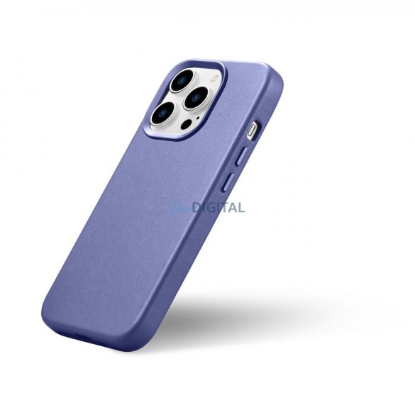 husă iCarer Husă din piele din piele naturală pentru iPhone 14 Pro Max violet deschis (WMI14220708-LP) (compatibilă MagSafe)