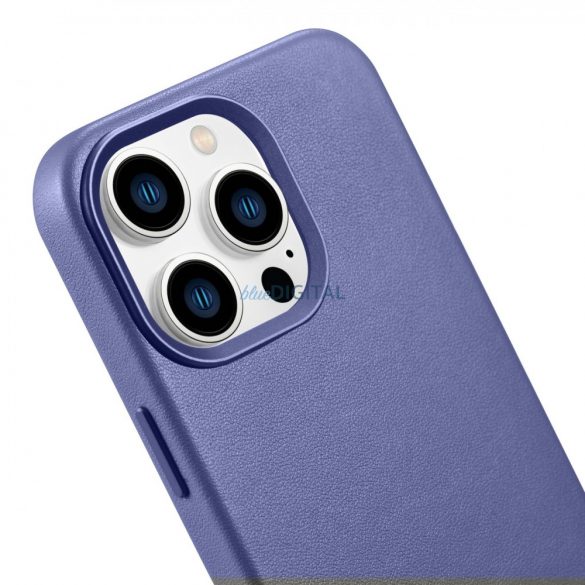 husă iCarer Husă din piele din piele naturală pentru iPhone 14 Pro Max violet deschis (WMI14220708-LP) (compatibilă MagSafe)