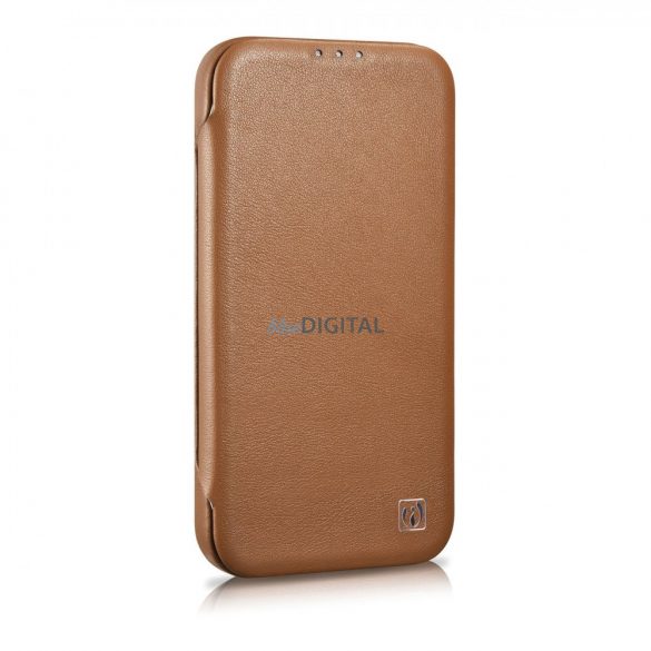 Husă folio din piele premium iCarer CE pentru iPhone 14 Pro Flip Magnetic MagSafe Brown (WMI14220714-BN)