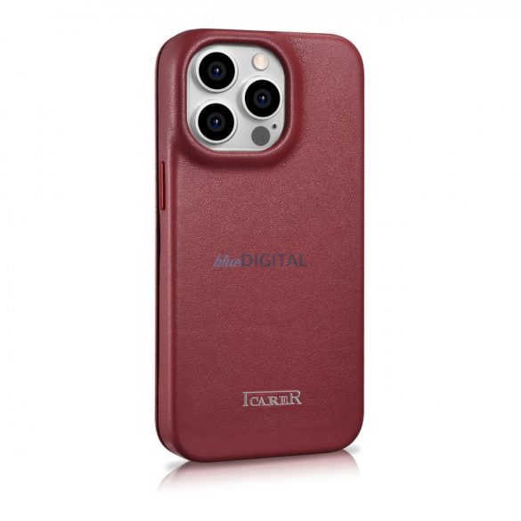 Husa Folio din piele premium iCarer CE pentru iPhone 14 Pro Flip Magnetic MagSafe Red (WMI14220714-RD)