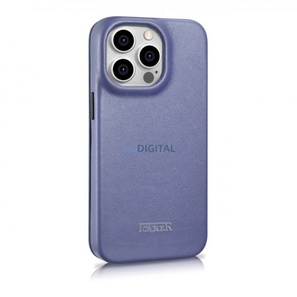 Husă folio din piele premium iCarer CE pentru iPhone 14 Pro Flip Magnetic MagSafe violet deschis (WMI14220714-LP)