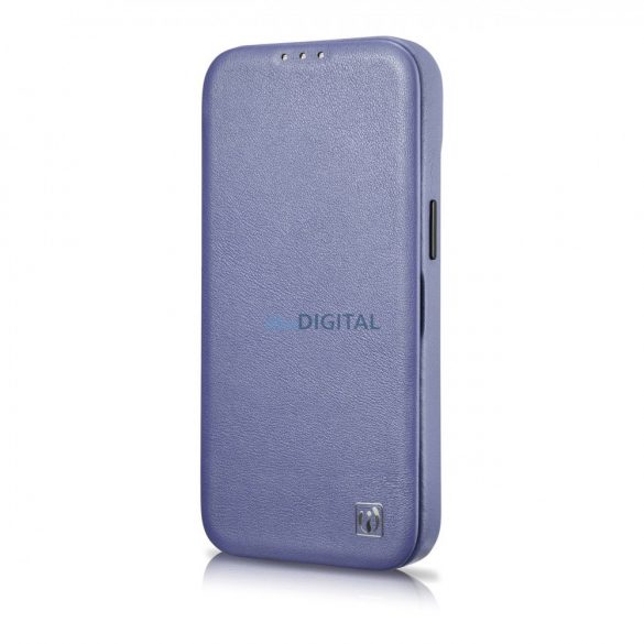 Husă folio din piele premium iCarer CE pentru iPhone 14 Pro Flip Magnetic MagSafe violet deschis (WMI14220714-LP)