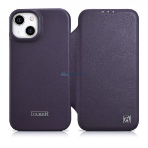 Husă folio din piele premium iCarer CE pentru iPhone 14 Plus Husă magnetică din piele MagSafe cu clapetă violet închis (WMI14220715-DP)