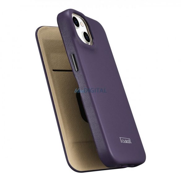 Husă folio din piele premium iCarer CE pentru iPhone 14 Plus Husă magnetică din piele MagSafe cu clapetă violet închis (WMI14220715-DP)