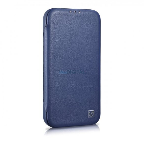 Husă folio din piele premium iCarer CE pentru iPhone 14 Plus Flip Magnetic MagSafe Blue (WMI14220715-BU)